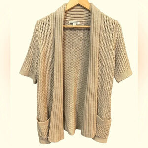 Banana Republic long cardigan sweater short sleeves open front w/ pockets Sz M